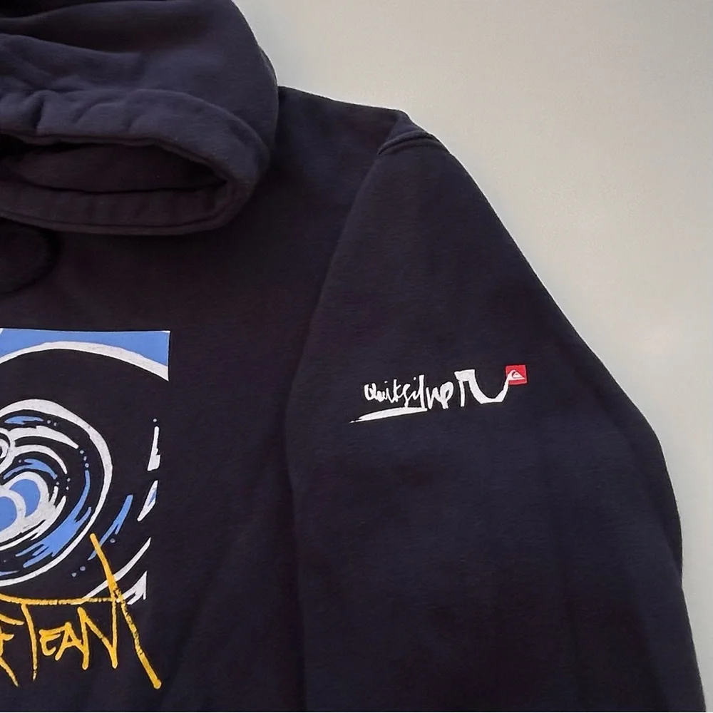 Vintage Y2K Newport Harbor Surf Team Quiksilver Hoodie Size Men’s Small Navy - Picture 3 of 7